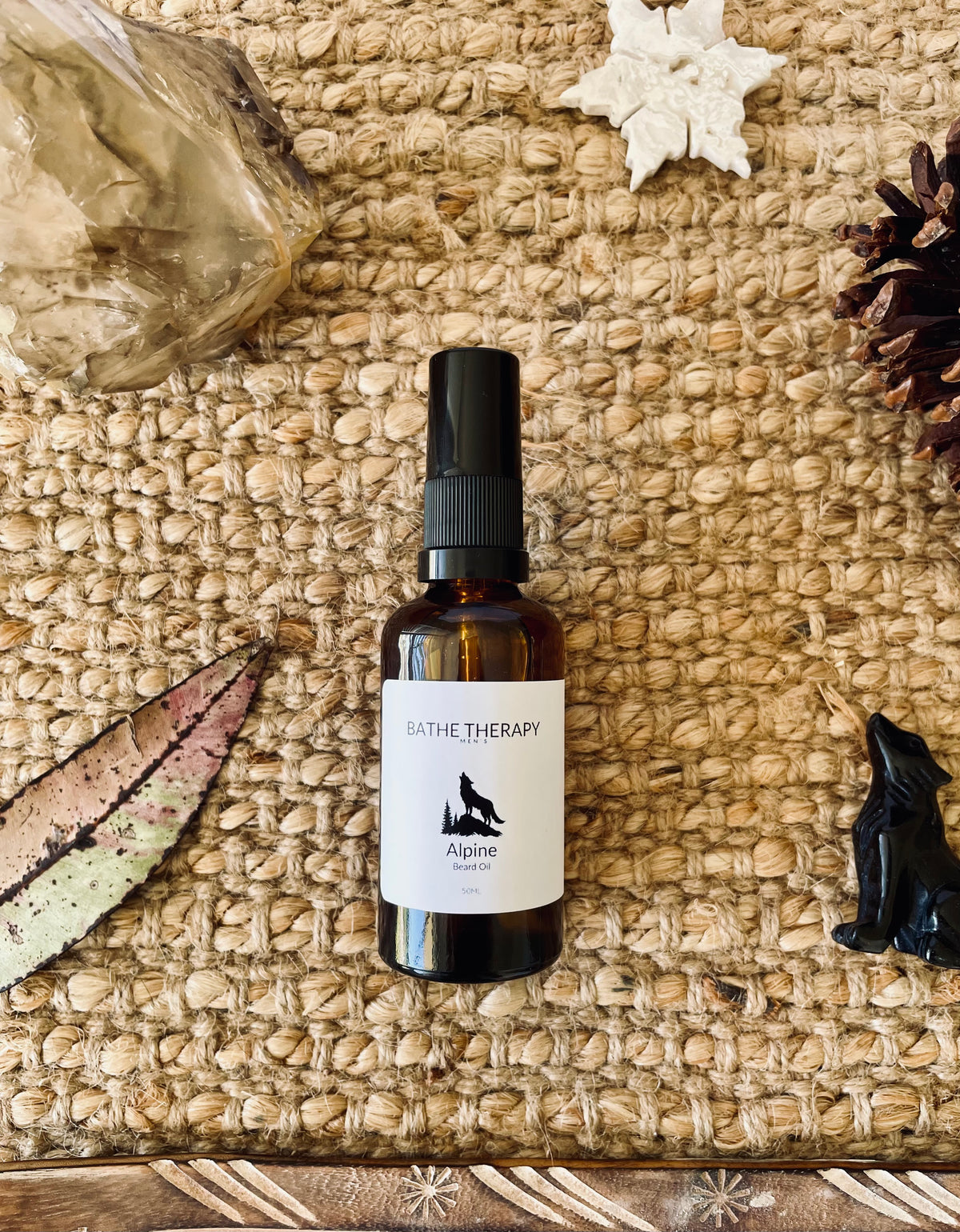 Bottle of Men’s Natural Alpine Beard Oil with Sandalwood