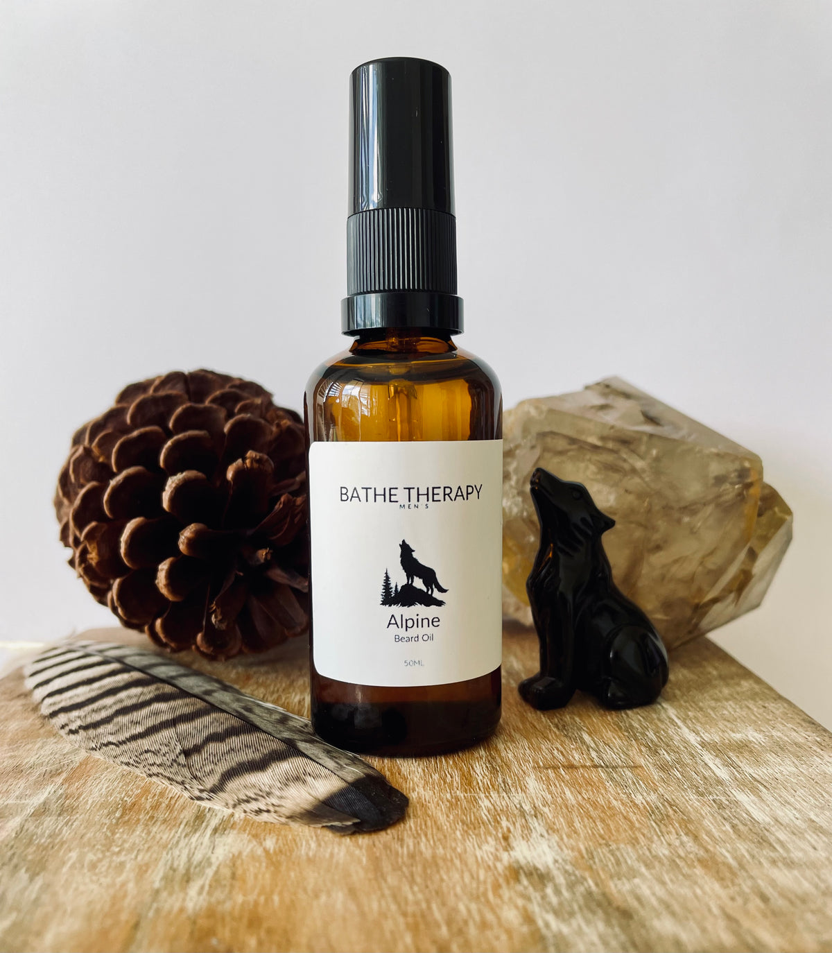 Bottle of Men’s Natural Alpine Beard Oil with Sandalwood 