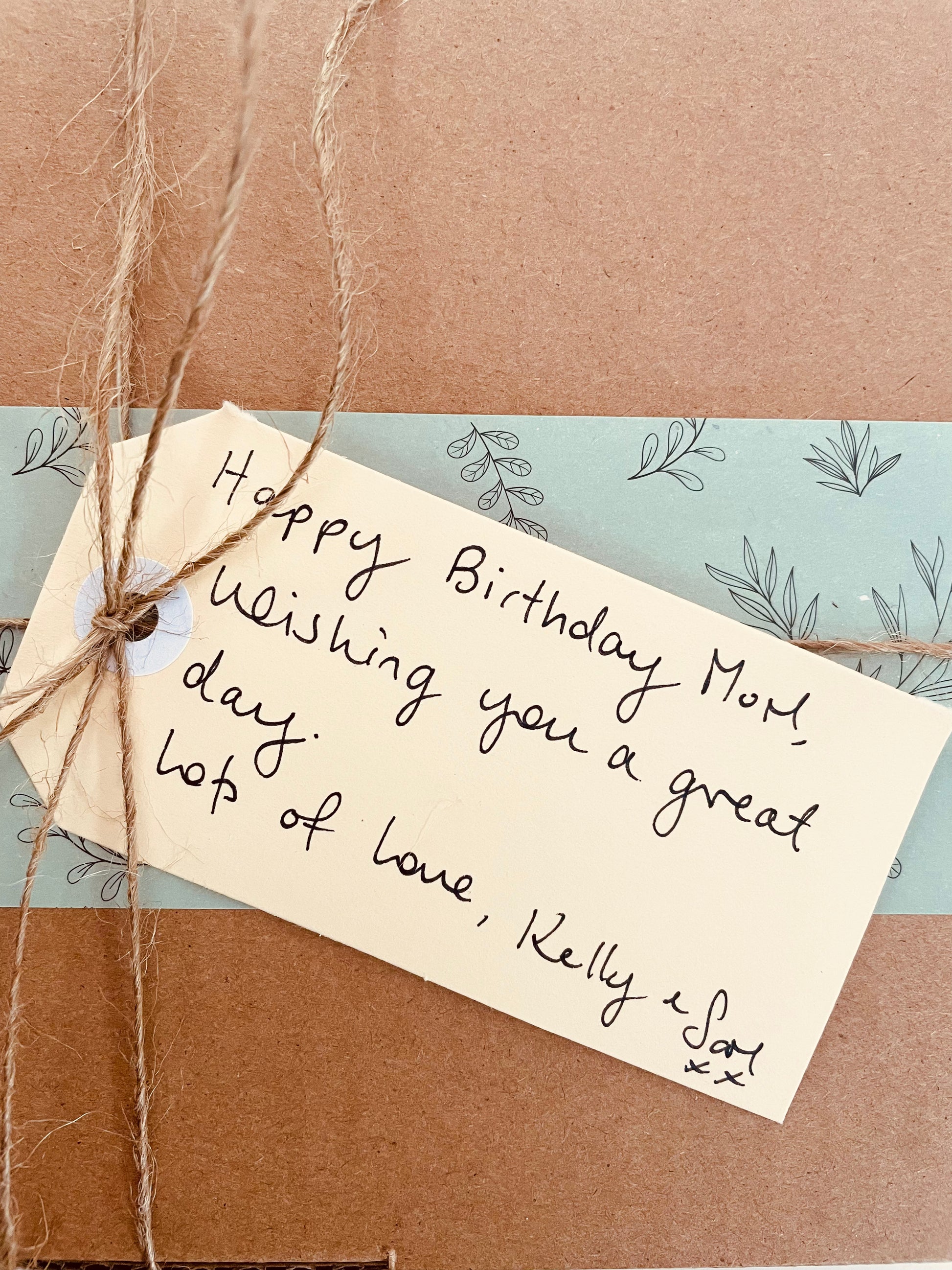 Personalised Gift with handwritten personalised note and sustainable gift wrapping 